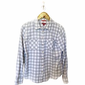 Merona Target Gingham Plaid Gray Flannel Long Sleeve Button Down Shirt